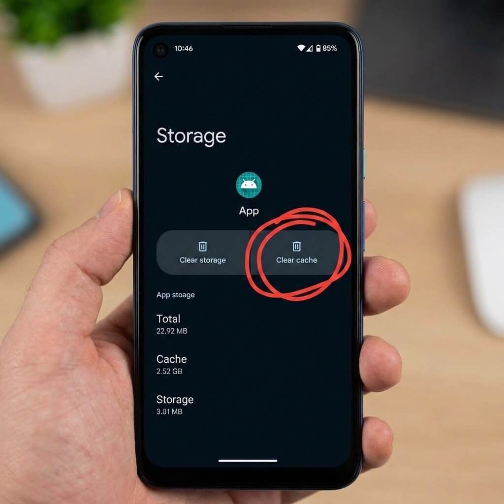 Screenshot cara clear cache Android